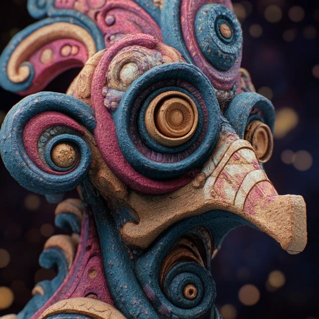 Trippy Cartoon Sculpture Abstract Art