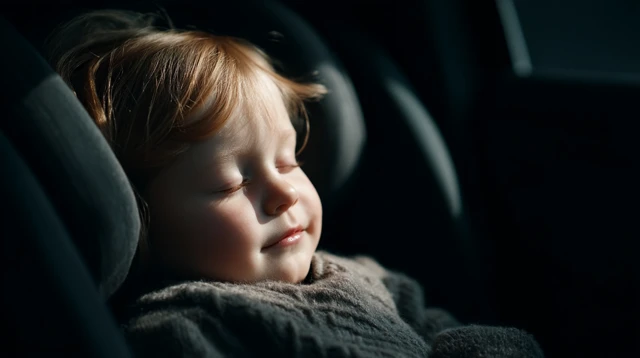 Sleeping Baby In Car Adorable Peaceful Moment