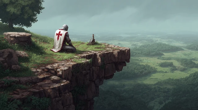 Weary Templar Knight Pixel Art Illustration