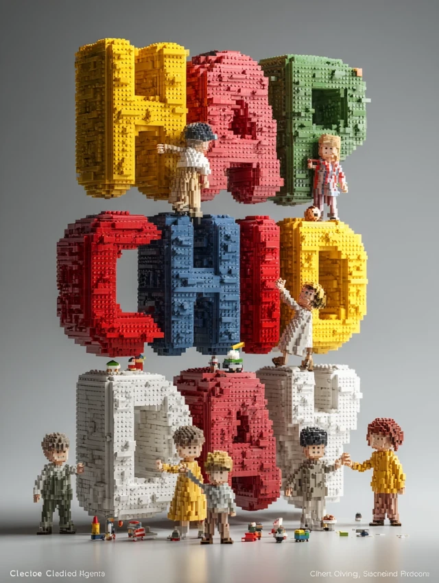 Lego Art Childrens Day June 1st Sculpture 3D Rendering