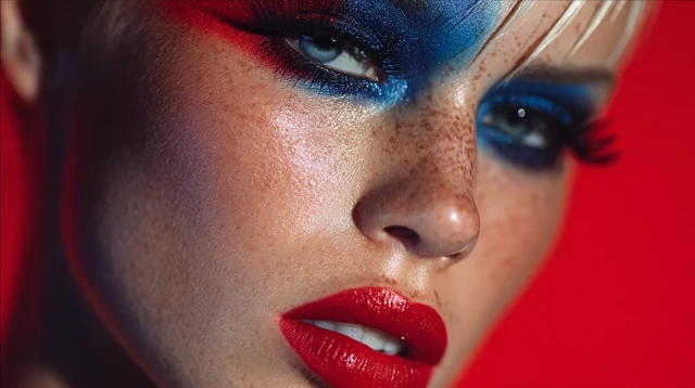 Patriotic Makeup Fashion Editorial Red and Blue