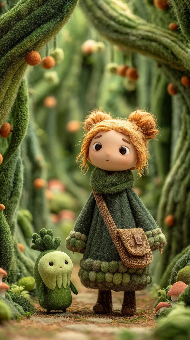 Magical Enchanted Forest Carrot Girl and Pea Friend