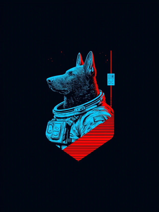 Space Dog Badge Design Futuristic SciFi