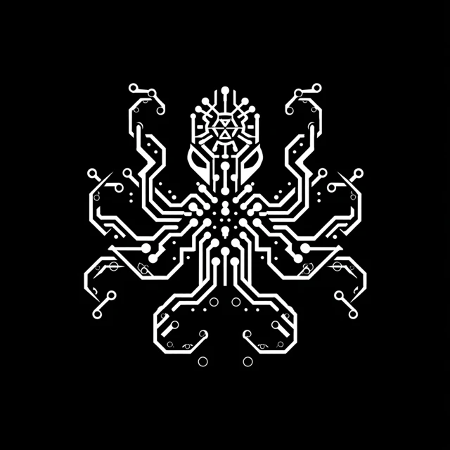 Strange Octopus Circuit Board Logo Design