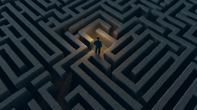 Businessman in a Maze Business Challenges