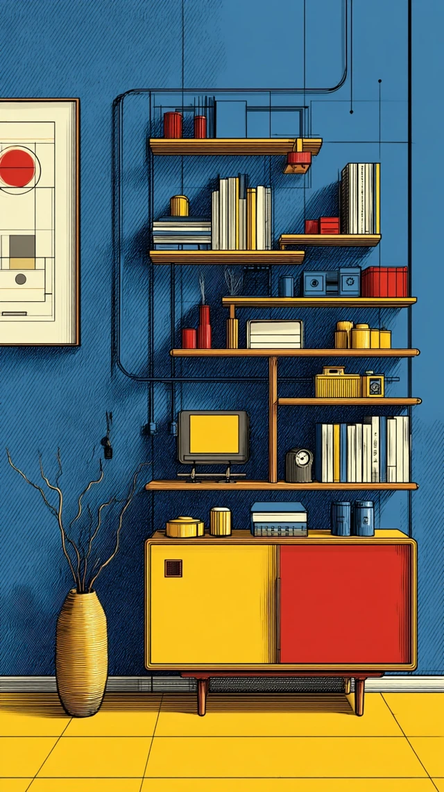 Bauhaus Style Open Shelving Unit Bedroom Decor