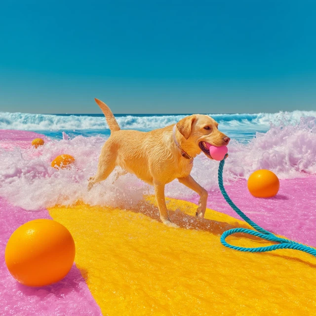 Labrador on a Colorful Beach