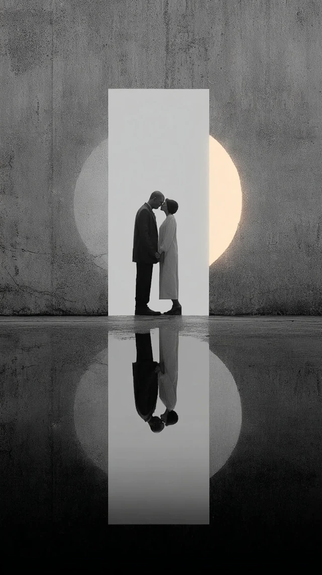 Minimalist Lovers Kissing Black and White Photography