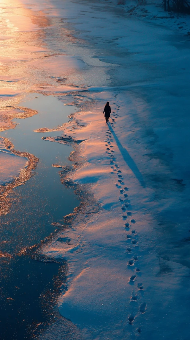 Frozen World Lone Walker Footprints