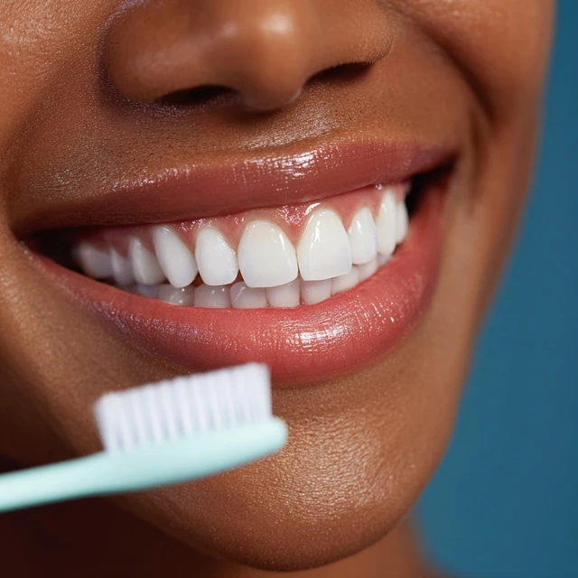 Smiling Woman Brushing Teeth Dental Care