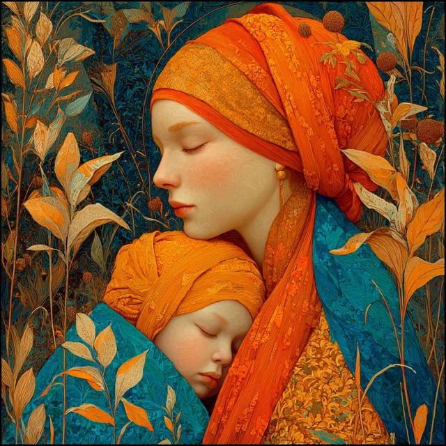 Mother and Child in Andrey Remnev Style