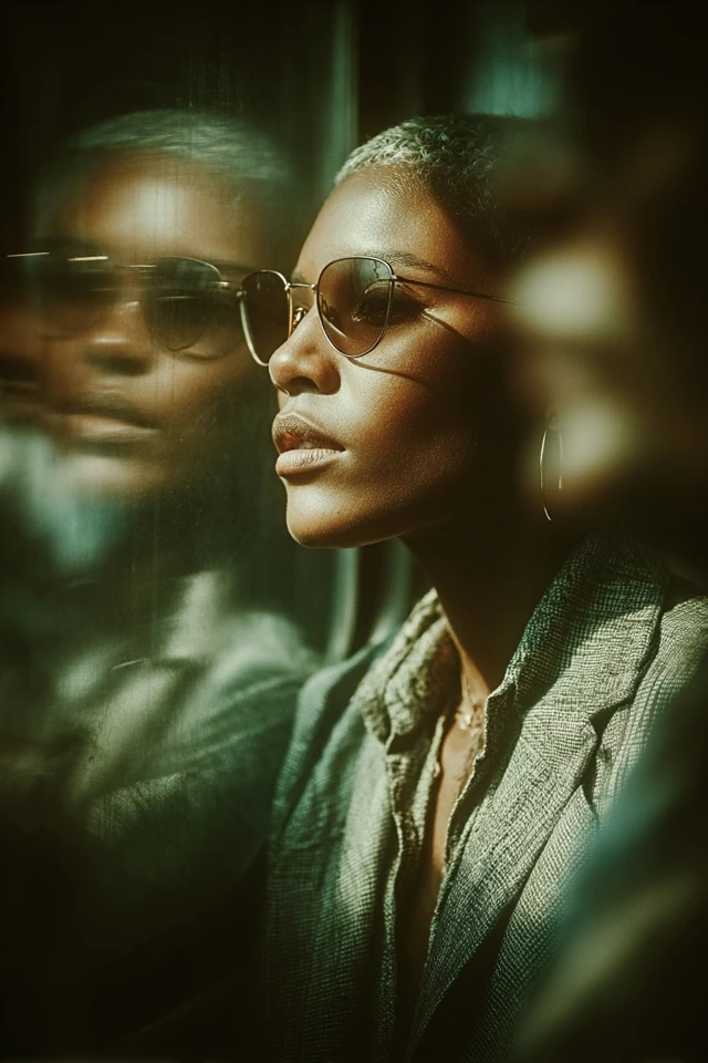 Woman on Subway Stillness in Motion
