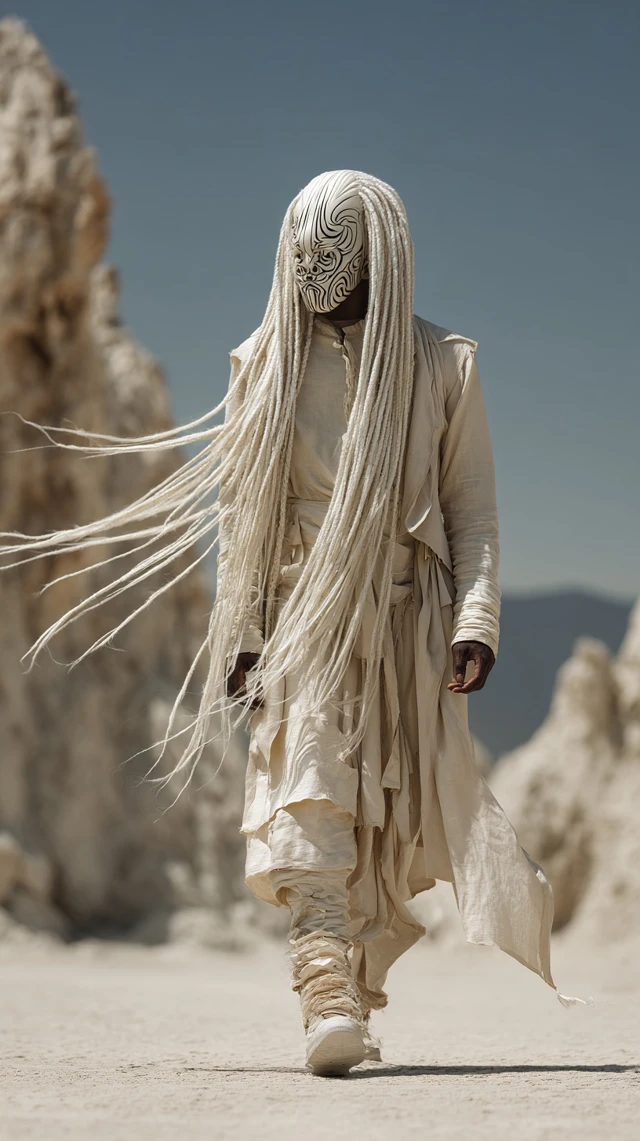 Fashion Asian Albino Model in Desert