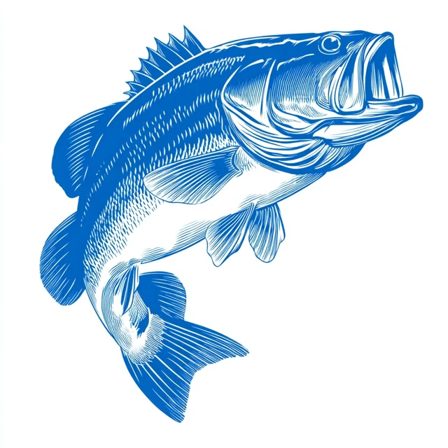 Blue Bass Fish Silhouette Vector Art