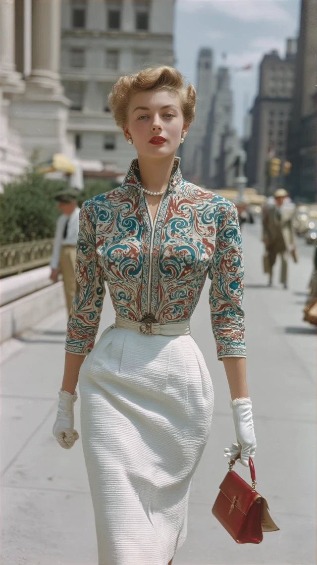 1950s Fashion Woman on Fifth Avenue