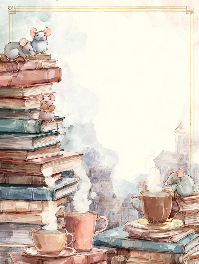 Bookish Party Invitation Watercolor Illustration