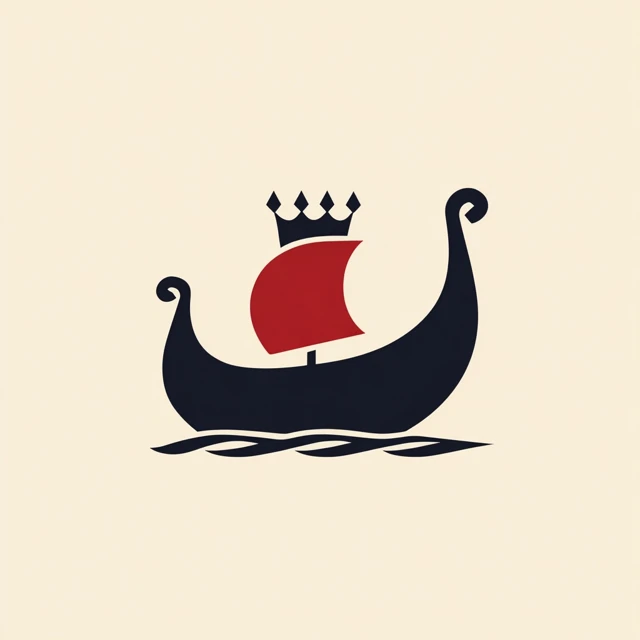 Medieval King Boat Logo Vector Design