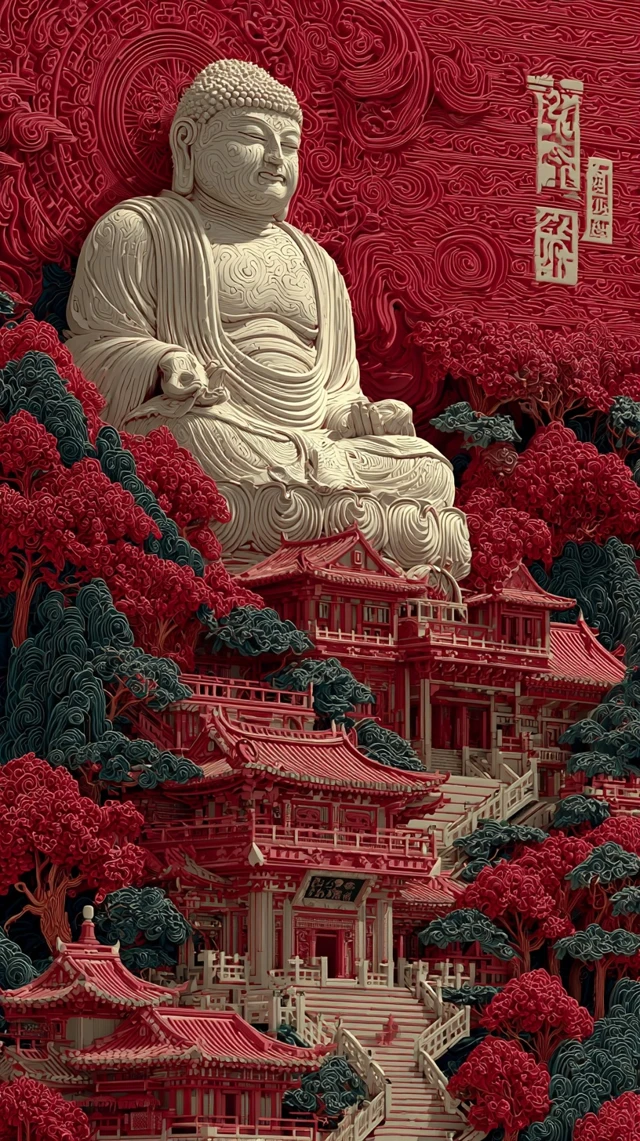 Buddha Statue in Chinese Style 3D Render