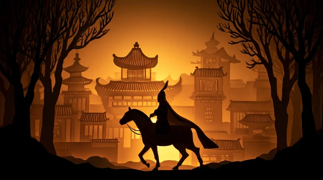 Chinese Shadow Puppetry Tang Sanzang Rides Horse