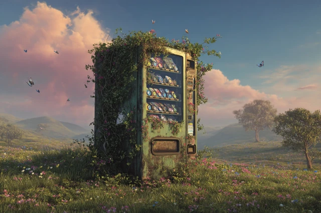 Nature Reclaims Abandoned Vending Machine Surreal Landscape