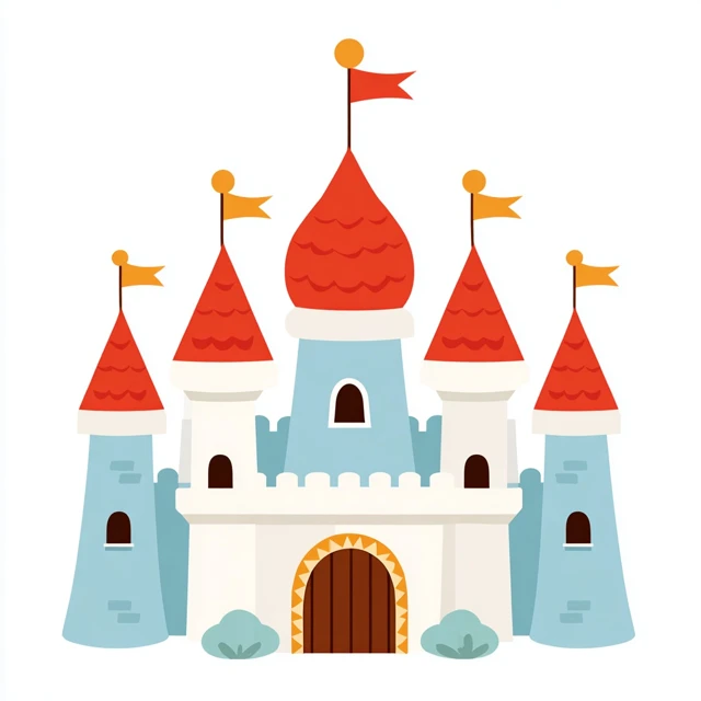 Cute Simple Castle Clipart Illustration