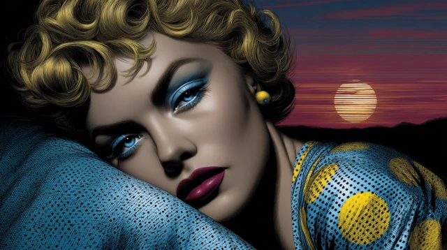 Gorgeous Woman Resting Portrait in the Style of Lichtenstein