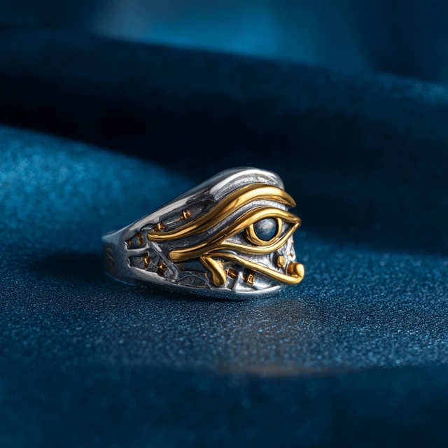 Eye of Horus Silver Ring Egyptian Jewelry for Men