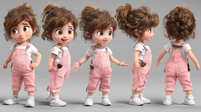 3D Pixar Spanish Girl Character Sheet