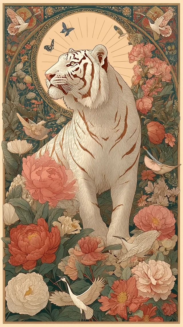 White Tiger Illustration Hermes Scarf Style Art