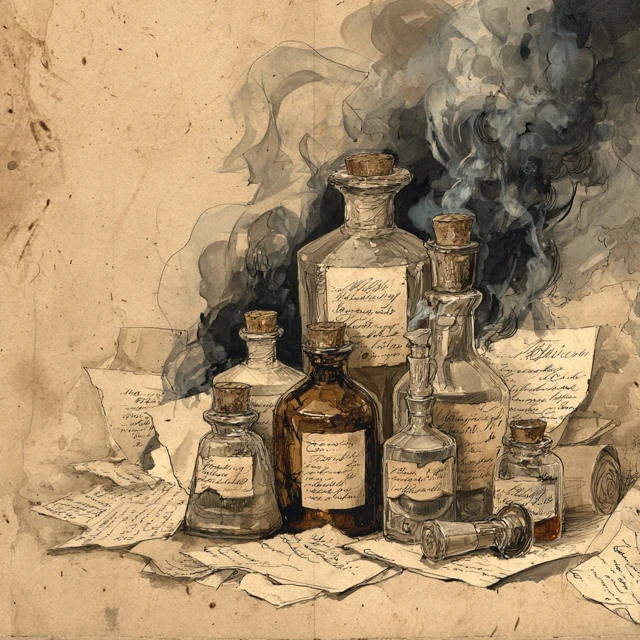 Vintage Apothecary Bottles Steampunk Illustration