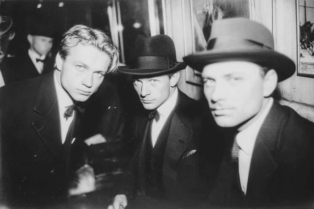 1940s Russian Men in Blazers Black and White Photo
