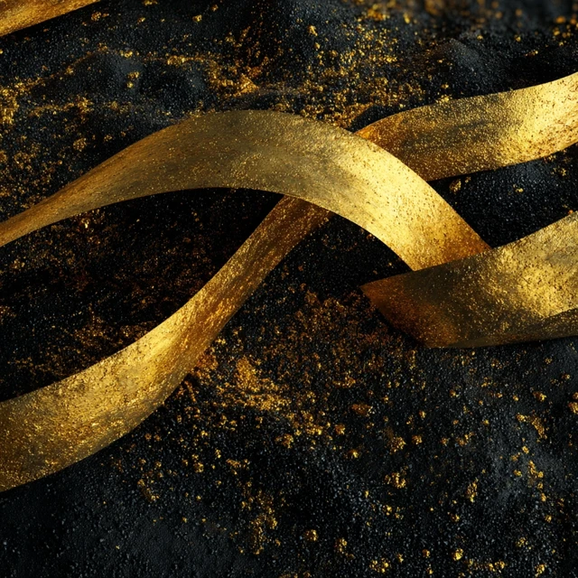 Elegant Black and Gold Ribbon Luxury Design