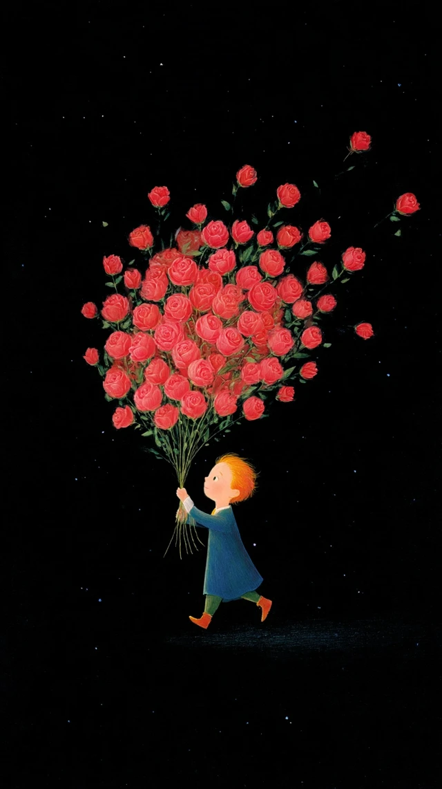 The Little Prince with Roses Childrens Illustration