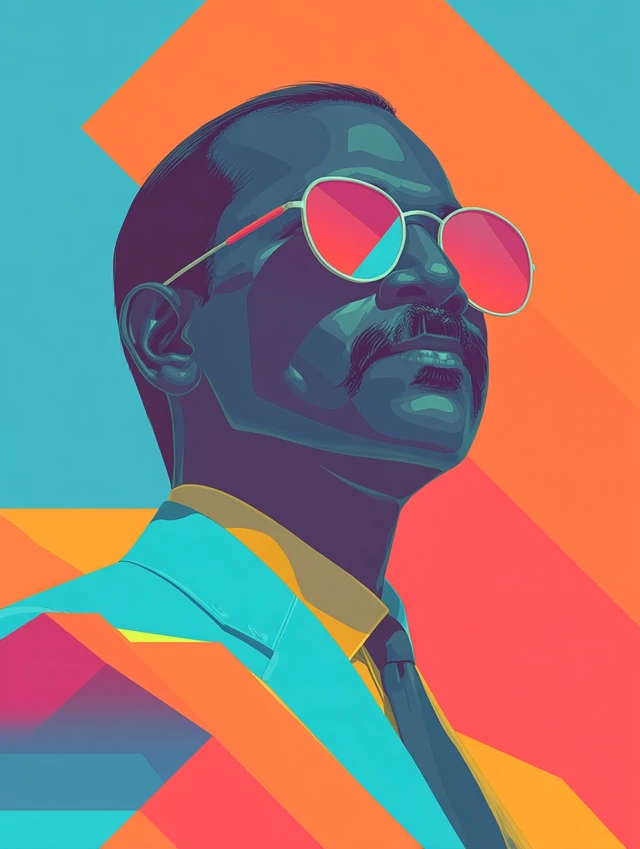 Modern Portrait: Androgynous Person with Neon Sunglasses