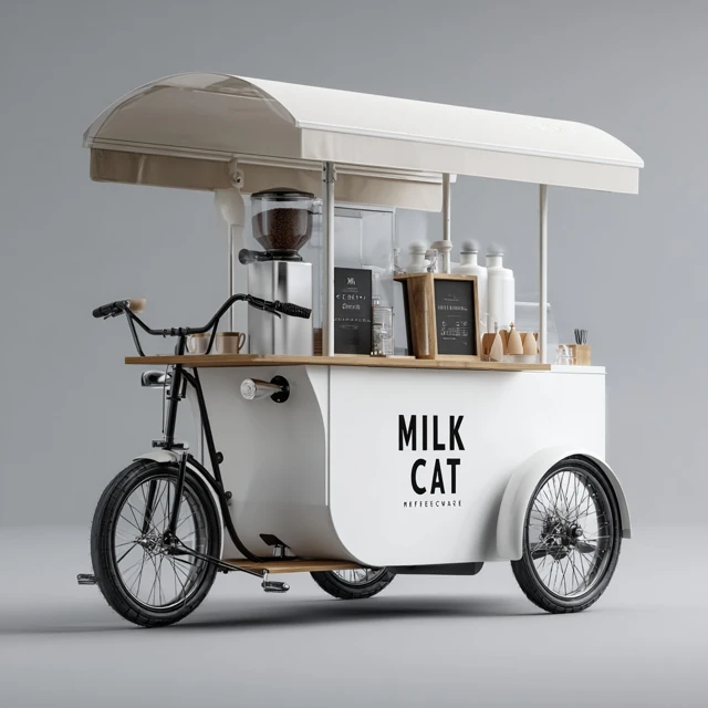 Modern White Milk Cat Coffee Cart Design