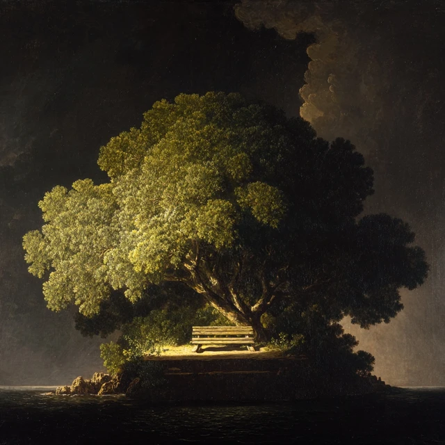 Lone Island Tree Oil Painting Art