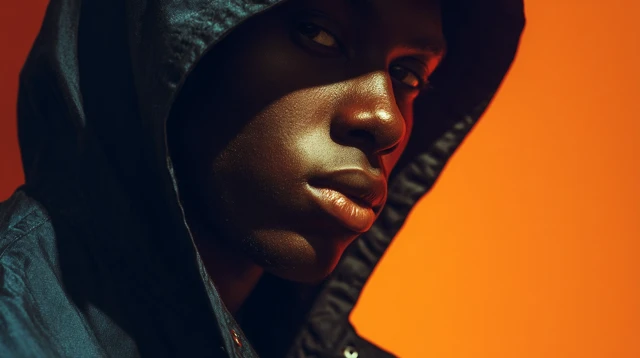 Young African Man Portrait with Dramatic Lighting