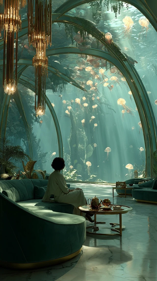 Underwater Bedroom Serenity Illustration