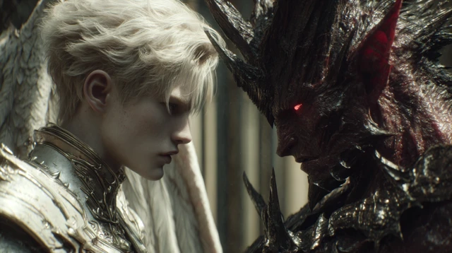 Angel vs Demon Epic Confrontation CGI Art
