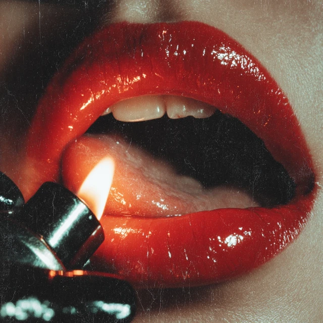 Glossy Red Lips Edgy Retro Glamour Photography
