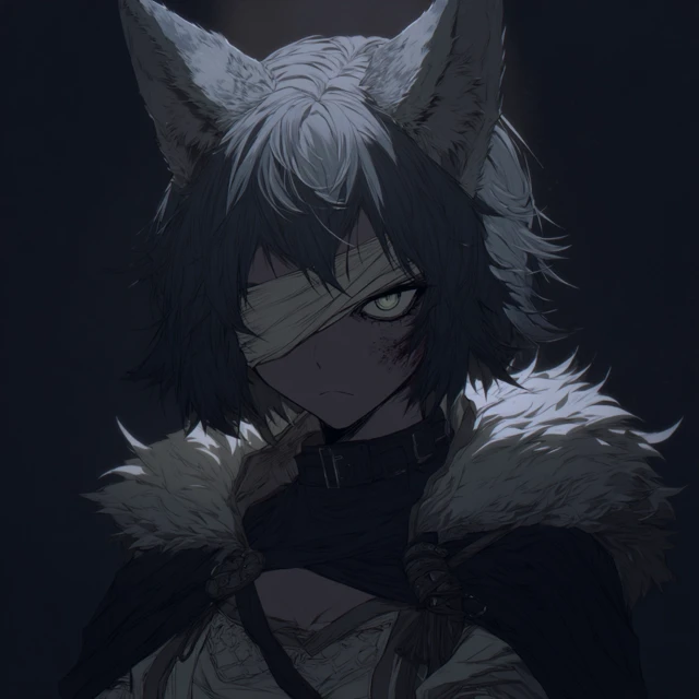 Bleak Anime Wolf Woman Bandaged Eye