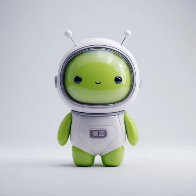 Cute Alien on White Background Adorable Space Creature