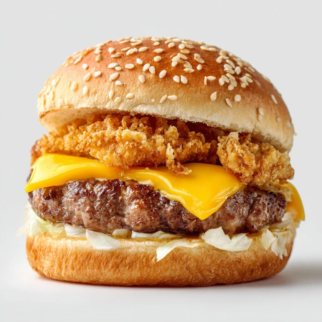 Delicious Burger with Cheese and Fried Patty