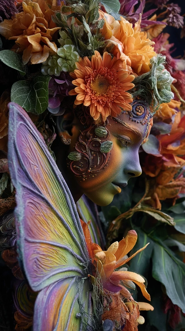 Floral Face Paint Butterfly Wings Ethereal Beauty
