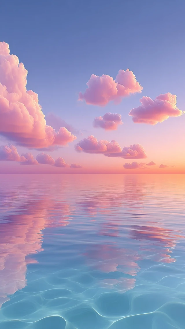 Pink Sky and Blue Sea: Beautiful Pastel Sunset Photography