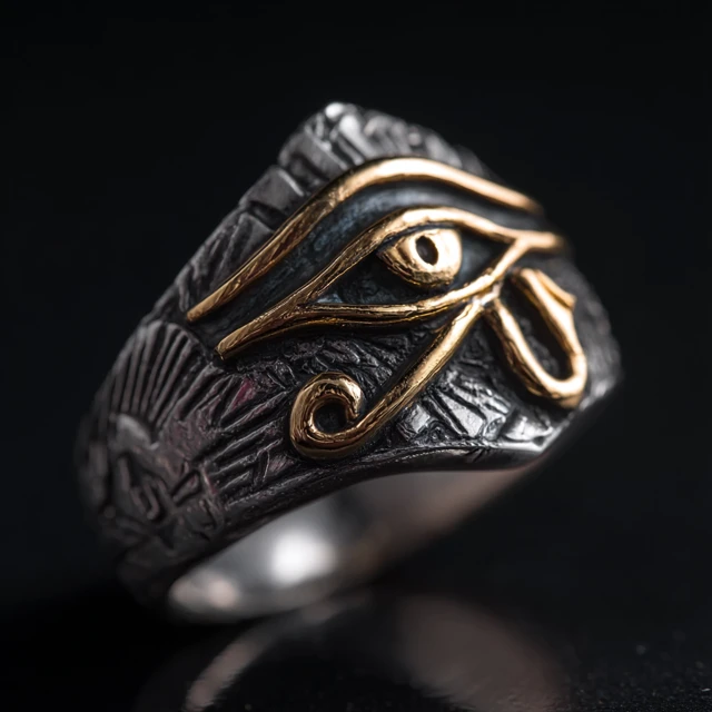 Eye of Horus Silver Ring Egyptian Jewelry for Men