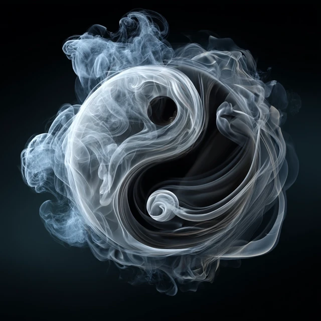 Yin Yang Symbol in Smoke Daoist Ink Painting