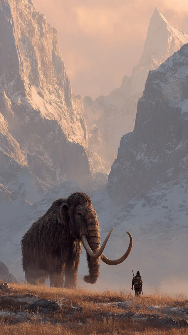 Woolly Mammoth in the Mountains Encounter Illustration