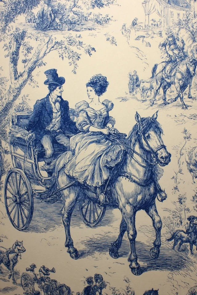 Toile de Jouy Elegant Scene Artwork