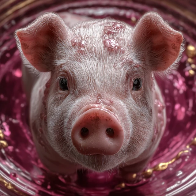 Pig in Liquid 3D Render